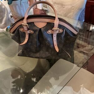 Large Classic Monogram Satchel with Natural Leather Trim - Brown